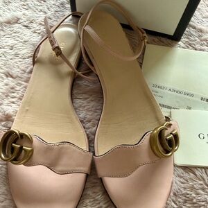 Gucci Pink Sandals with Gold Details